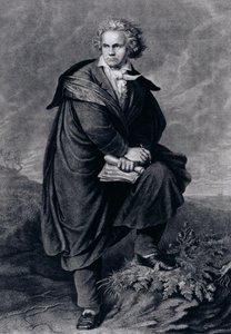 Ludwig van Beethoven (1770-1827), tysk komponist, graveret af Paul Barfus (1823-95) af P. Schworer